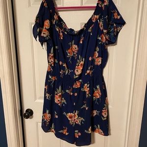 Navy floral romper